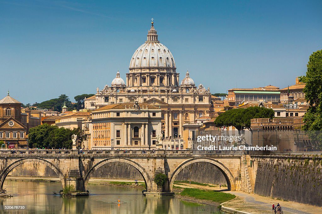 Tiber River with St. Peter's Basilica, Rome, Italy