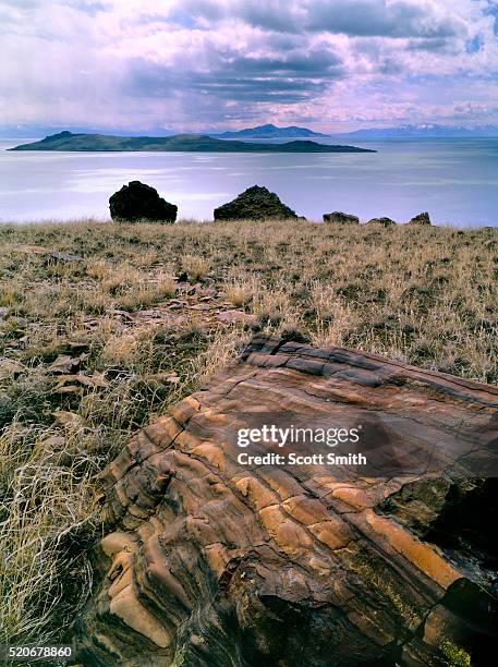 promontory point and great salt lake, utah, usa - promontory point ut stock pictures, royalty-free photos & images