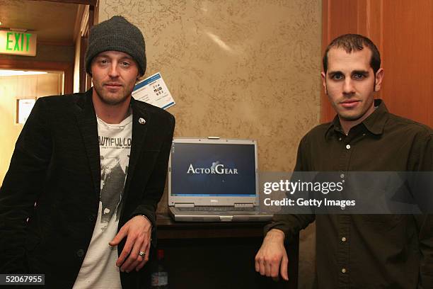 Actor Joshua Leonard visits the ActorGear.com display at the Gibson Gift Lounge during the 2005 Sundance Film Festival on January 25, 2005 in Park...