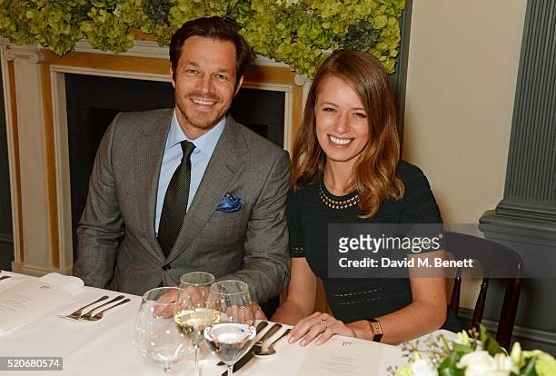 Paul Sculfor and Federica Amati attend PORT Magazine's 5th anniversary dinner with dunhill London at at Alfred Dunhill Bourdon House on April 12,...