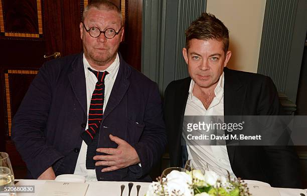 Fergus Henderson and PORT Magazine editor Dan Crowe attend PORT Magazine's 5th anniversary dinner with dunhill London at at Alfred Dunhill Bourdon...