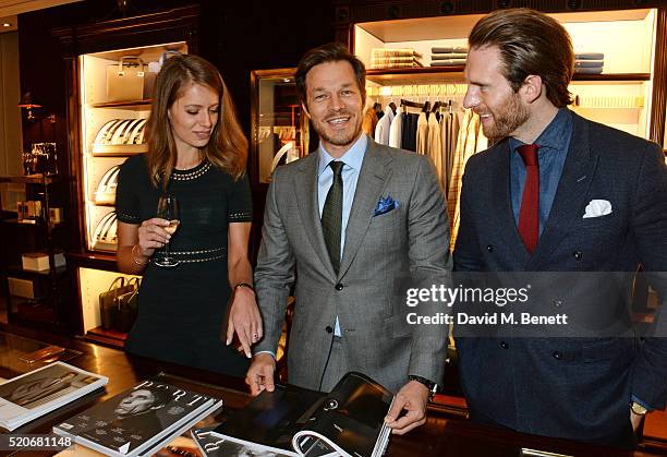 Federica Amati, Paul Sculfor and Craig Mcginlay attend PORT Magazine's 5th anniversary dinner with dunhill London at at Alfred Dunhill Bourdon House...