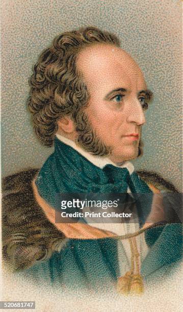Jakob Ludwig Felix Mendelssohn Bartholdy . German composer, pianist, organist and conductor of the Romantic period. Taken from Will's Cigarette card,...