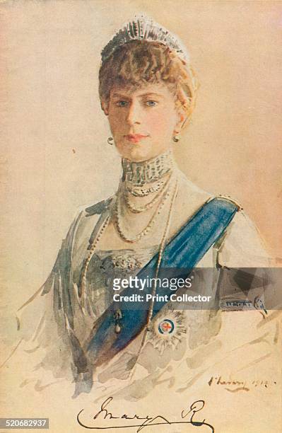 Queen Mary , consort of King George V of the United Kingdom. A study/detail from Sir John Lavery's 1913 work titled The Royal Family at Buckingham...
