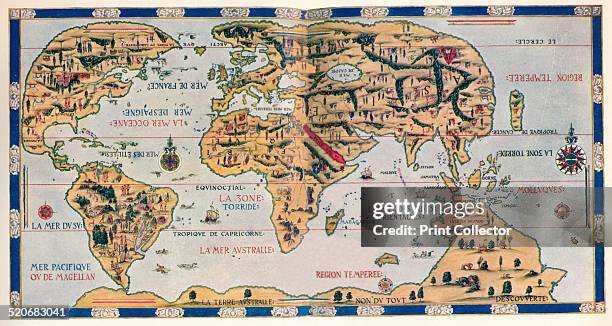 The Dauphin Map of the World, 1546. After Pierre Desceliers, 'Planisphere' which is sometimes refered to as the 'Dauphin Map'. The map was created...