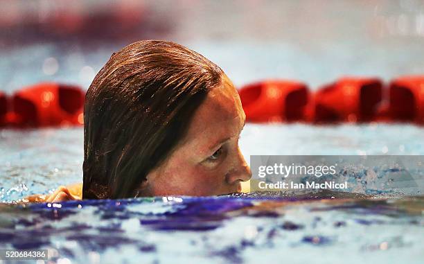 Hannah Miley competes in the Final of The Women's 400IM during Day One of The British Swimming Championships at Tollcross International Swimming...