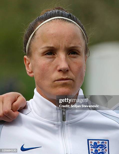 Casey Stoney of England looks on prior during the UEFA Women's European Championship Qualifier match between Bosnia and Herzegovina and England at FF...