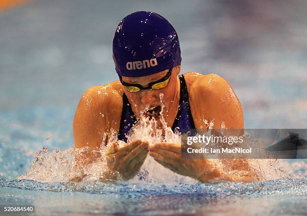 Hannah Miley competes in the Final of The Women's 400IM during Day One of The British Swimming Championships at Tollcross International Swimming...