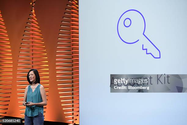 Deborah Liu, director of product marketing for Facebook Inc., speaks during the Facebook F8 Developers Conference in San Francisco, California, U.S.,...