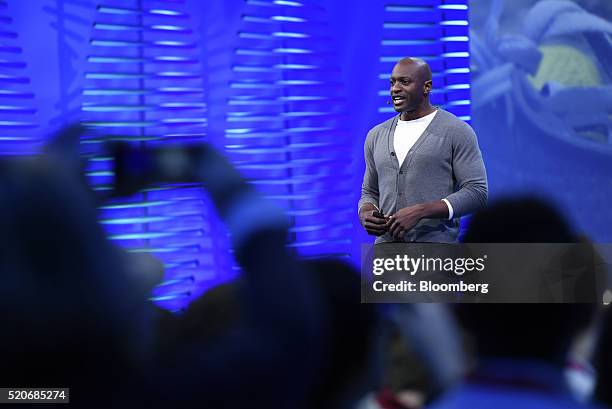 Ime Archibong, director of strategic partnerships for Facebook Inc., speaks during the Facebook F8 Developers Conference in San Francisco,...