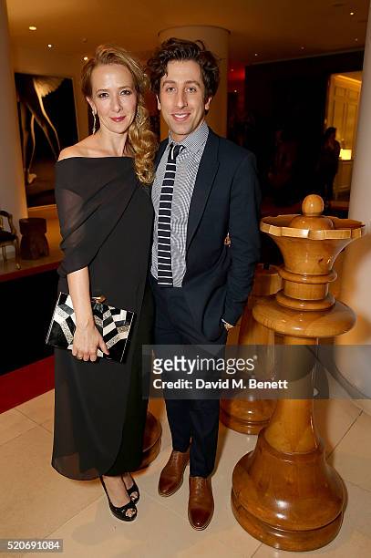 Simon Helberg and wife Jocelyn Towne attend the Florence Foster Jenkins premiere after party at Asia de Cuba at St Martins Lane on April 12, 2016 in...