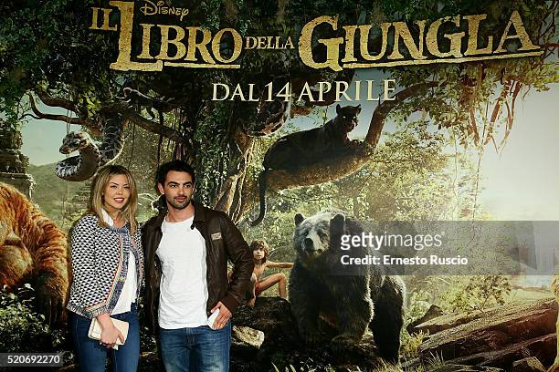 Costanza Caracciolo and Primo Reggiani attend the 'Il Libro Della Giungla' Premiere at Cinema Barberini on April 12, 2016 in Rome, Italy.