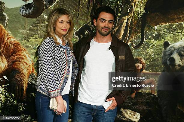 Costanza Caracciolo and Primo Reggiani attend the 'Il Libro Della Giungla' Premiere at Cinema Barberini on April 12, 2016 in Rome, Italy.