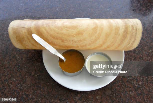 dosa with sambar and chuteny udupi karnataka india asia - dosa imagens e fotografias de stock