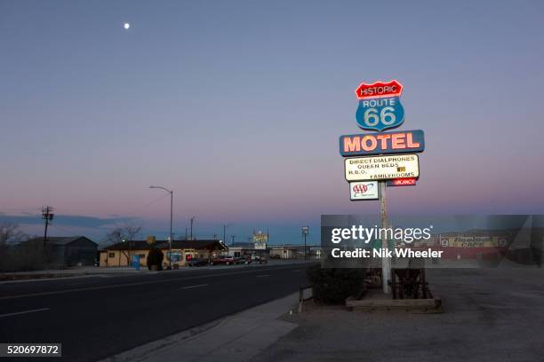 Motel sign on Main Street of small town of Seligman along historic..., News Photo