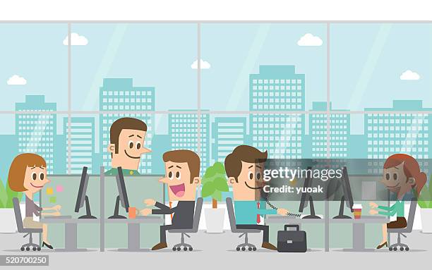 stockillustraties, clipart, cartoons en iconen met people working in the office - bedrijven financiën en industrie