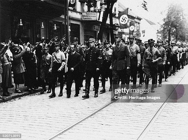 Propagandistically staged funeral procession with prominent National Socialists in Berlin-Köpenick on 26th June 1933. Found in the collection of...