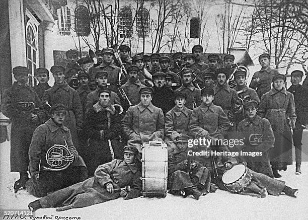 Concert band of the Solovki prison camp. Found in the collection of State Museum of the Political History of Russia, St. Petersburg.