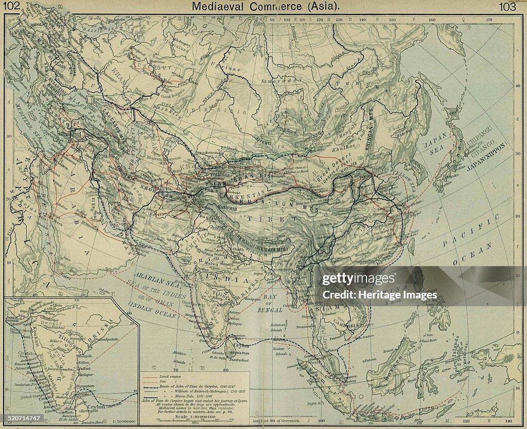 Medieval Commerce (Asia). From The Historical Atlas. Artist: Shepherd, William Robert (1871-1934)