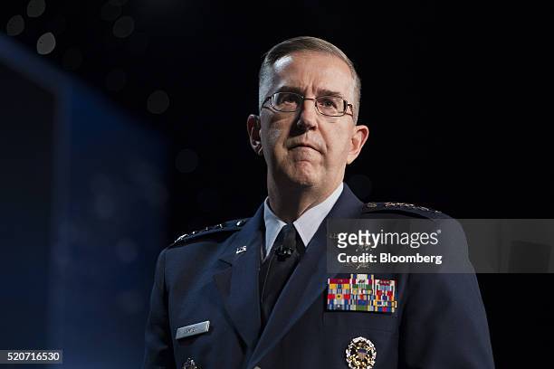 General John Hyten, commander of United States Air Force Space Command, speaks during the 32nd Space Symposium in Colorado Springs, Colorado, U.S.,...