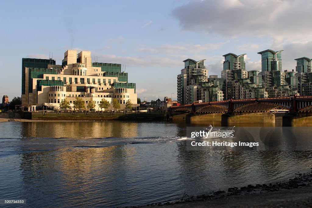 The SIS Building from across the River Thames, London.