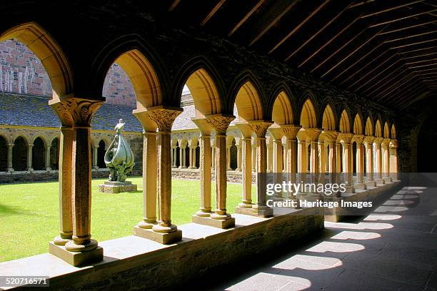 Cloisters of Iona Abbey, Argyll and Bute, Scotland. The island of Iona in the Inner Hebrides is one of the holiest sites associated with Christianity...