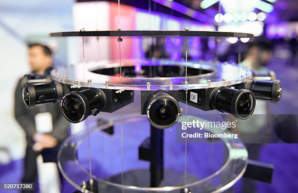 The Surround 360 camera system is displayed during the Facebook F8 Developers Conference in San Francisco, California, U.S., on Tuesday, April 12,...