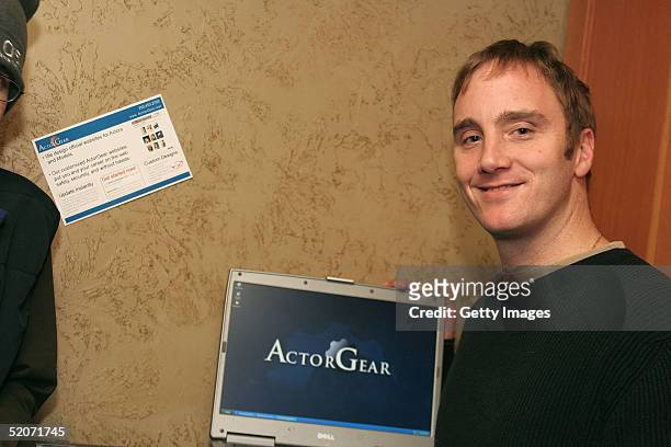 Actor Jay Mohr visits the ActorGear.com display at the Gibson Gift Lounge during the 2005 Sundance Film Festival on January 26, 2005 in Park City,...