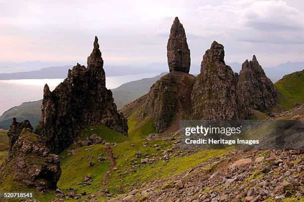 The Old Man of Storr, Isle of Skye, Highland, Scotland. These rock formations are one of the most famous sights on Skye. They are the eroded remnants...