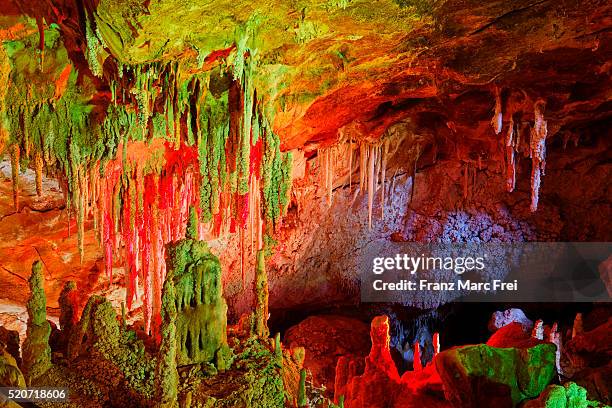 limestone cave cova d'en xeroni, formentera, balearic islands, spain - formentera stock pictures, royalty-free photos & images