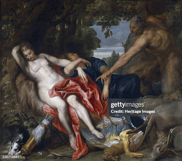Diana and her nymph surprised by satyr. Found in the collection of Museo del Prado, Madrid.
