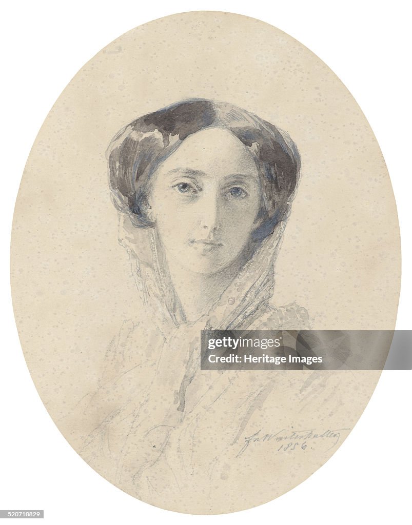 Portrait of Grand Duchess Olga Nikolaevna of Russia (1822-1892), Queen of Württemberg. Artist: Winterhalter, Franz Xavier (1805-1873)
