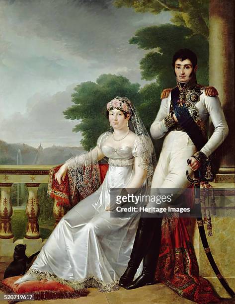 Jérôme Bonaparte and Catharina of Württemberg as King and Queen of Westphalia. Found in the collection of Musée de l'Histoire de France, Château de...