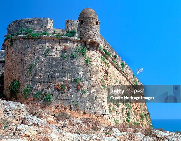 Bastion walls, the Fortezza, Rethymnon, Crete, Greece. The Fortezza is a fortress built by the Venetians, who ruled Crete from 1204 until the Ottoman...