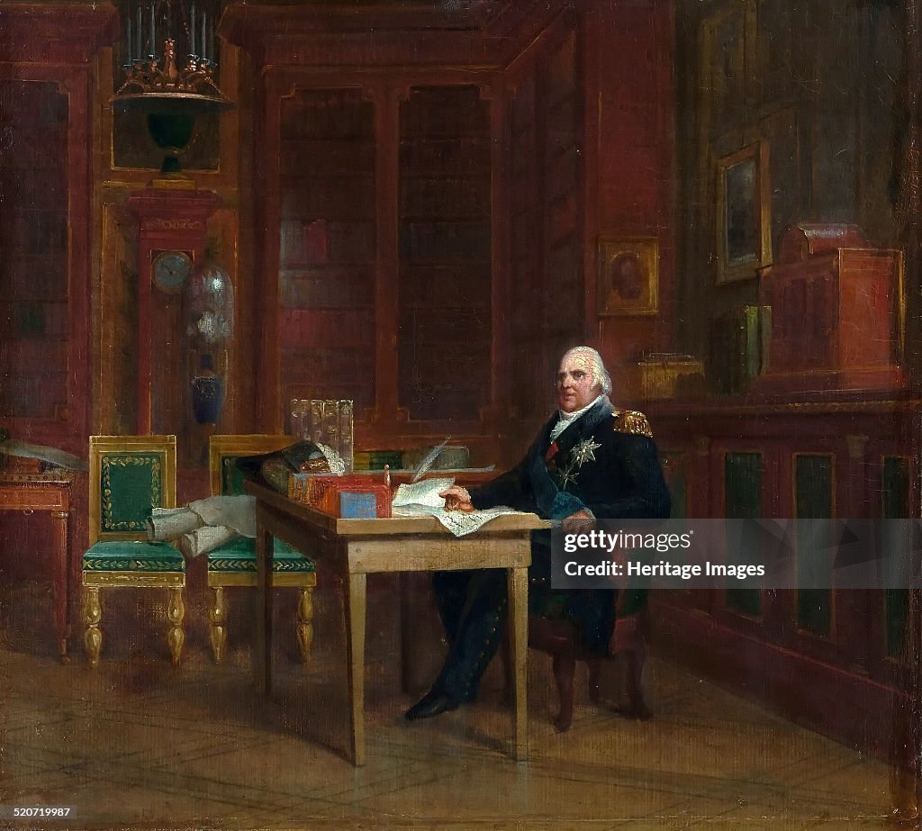 Louis XVIII (1755-1824) in his Study at the Tuileries. Artist: Gérard, François Pascal Simon (1770-1837)