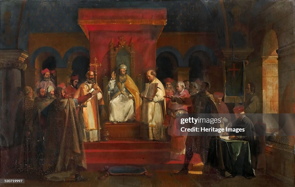 Pope Honorius II granting official recognition to the Knights Templar in 1128. Artist: Granet, François Marius (1775-1849)