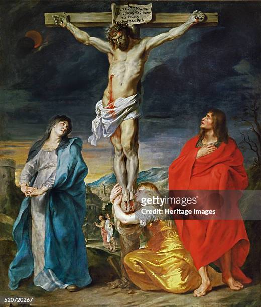 The Crucified Christ with the Virgin Mary, Saints John the Baptist and Mary Magdalene. Found in the collection of Louvre, Paris.