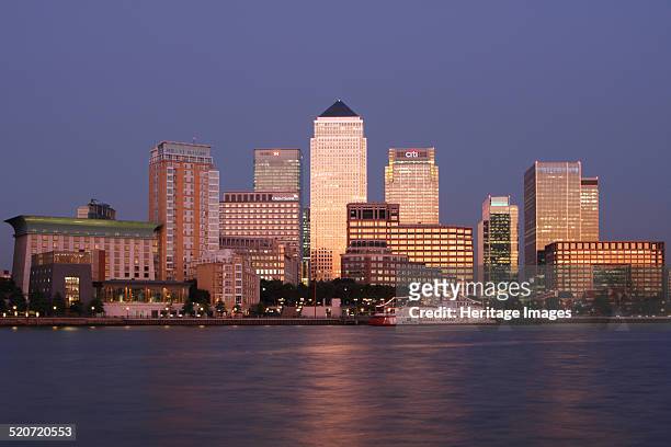 Canary Wharf, London, 2009. The redevelopment of the Canary Wharf area of London's docklands began in the 1980s. It saw the construction of a complex...