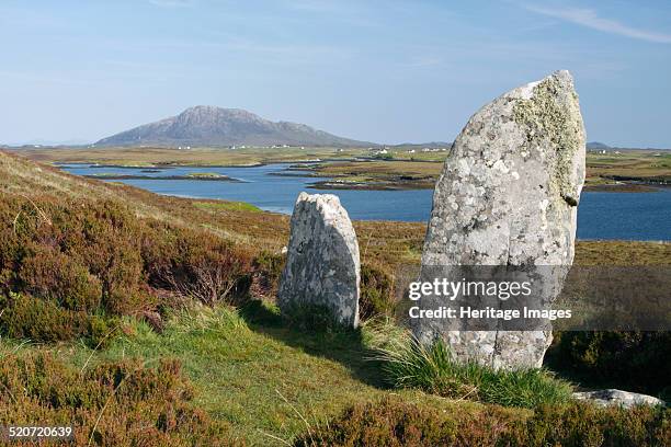 Pobull Fhinn stone circle, North Uist, Outer Hebrides, Scotland, 2009. The stones were probably named after Fionn mac Cumhaill, the legendary Gaelic...