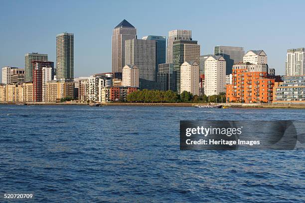 Canary Wharf, London, 2009. The redevelopment of the Canary Wharf area of London's docklands began in the 1980s. It saw the construction of a complex...