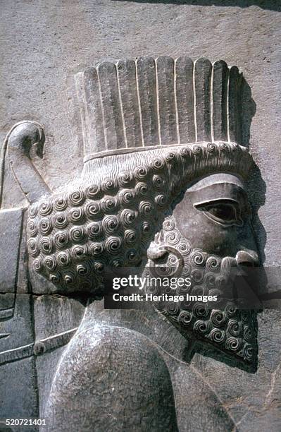 Relief of a Persian man, the Apadana, Persepolis, Iran. The capital of Achaemenid Persia, Persepolis was predominantly built during the reigns of the...