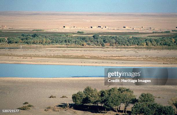 View of the River Tigris from the Ziggurat, Ashur, Iraq, 1977.