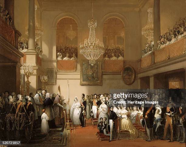 Marriage of Leopold I of the Belgians and Princess Louise of Orléans at the Château de Compiègne, August 9, 1832. Found in the collection of Musée de...