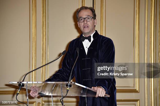 Emmanuel de Brantes speaks during 'The Children for Peace' Gala at Cercle Interallie on April 12, 2016 in Paris, France.