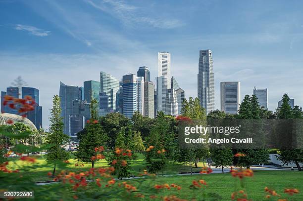 singapore skyline - singapore stockfoto's en -beelden