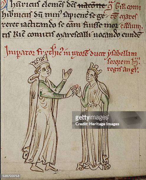 Frederick II and Isabella of England . Found in the collection of British Library.