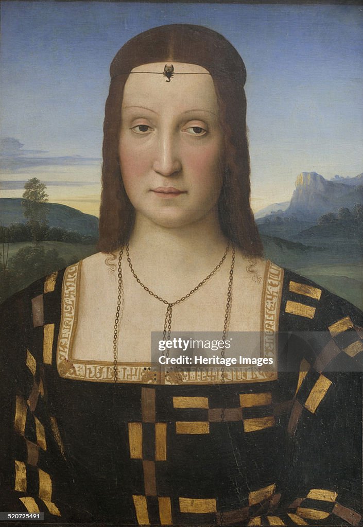 Portrait of Elisabetta Gonzaga (1471-1526). Artist: Raphael (1483-1520)