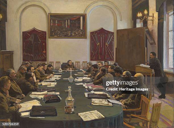 Assembly of the Revolutionary Military Council of the USSR, Chaired by Kliment Voroshilov. Private Collection.