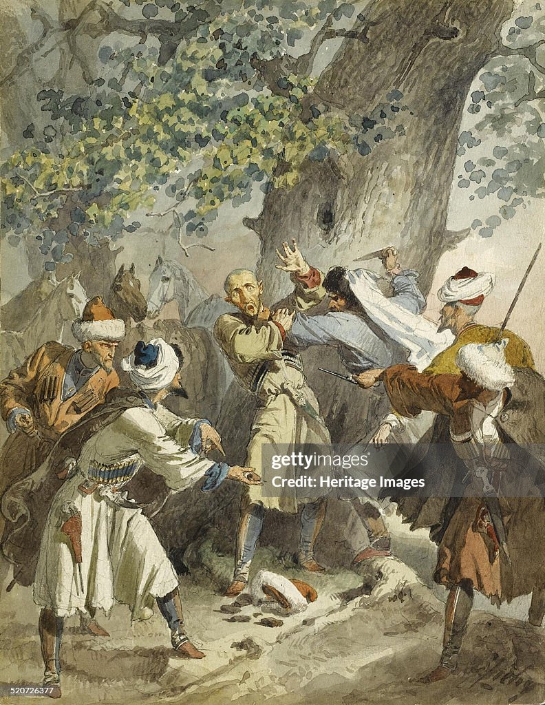 Hold up! (From the Series Scènes du Caucase). Artist: Zichy, Mihály (1827-1906)