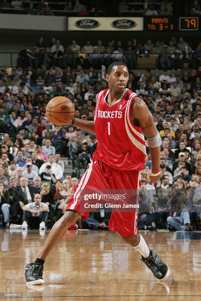 T Mac Rockets Tracy McGrady of the Houston Rockets moves the ball during the game ...